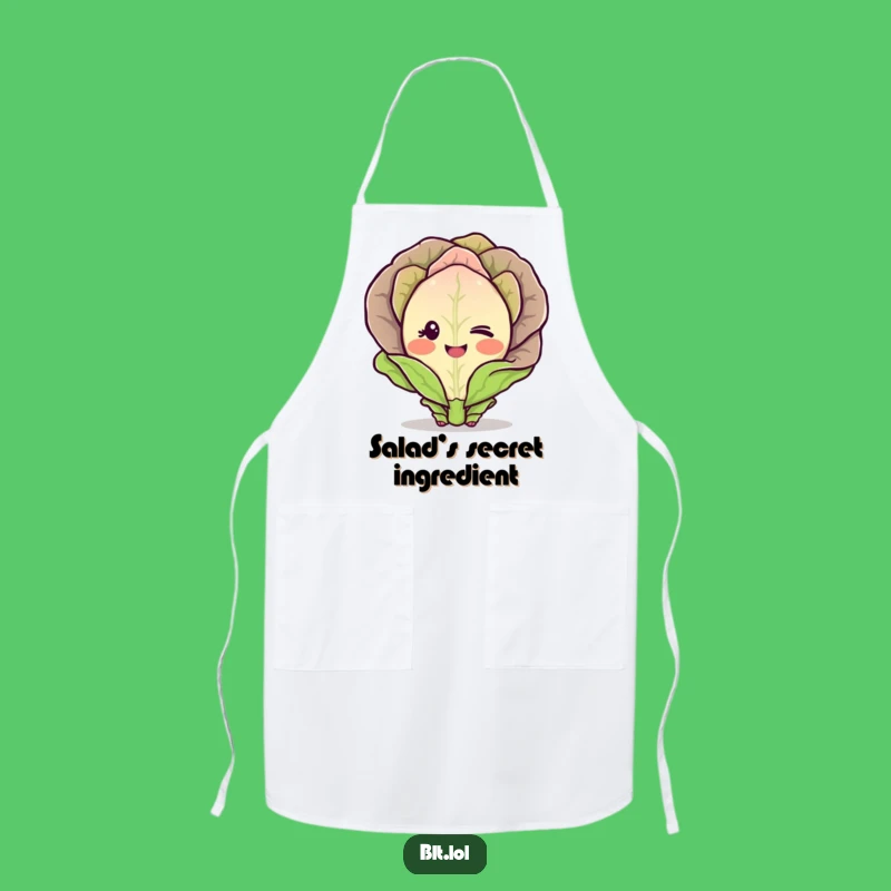 Funny Blushing Lettuce Apron Chef Winking Vegetable Character Kitchen Gift