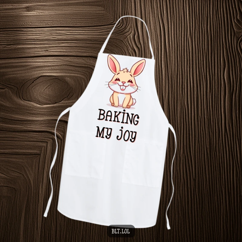 Funny apron showcasing a happy cartoon bun with a wide, welcoming grin, protecting clothes with a smile. Ideal gift.