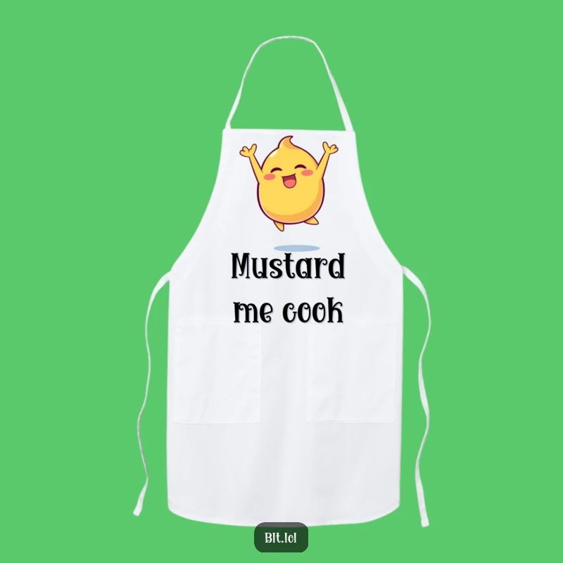 Funny Mustard Blob Leaping Apron: Cook with Condiment Cheer!