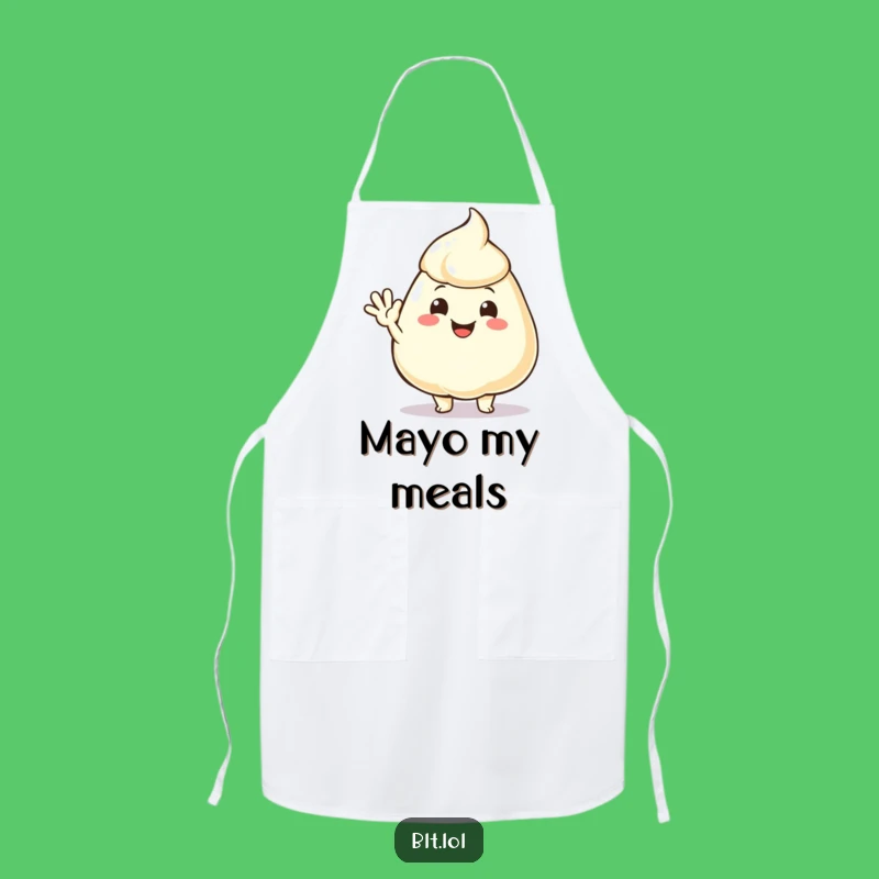 Funny Mayo Dollop Waving Apron: Cook with a Smile and Hello!
