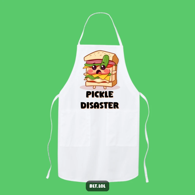 Funny Surprised BLT Sandwich Pickle Apron: Cook with Comical Caution in the Kitchen