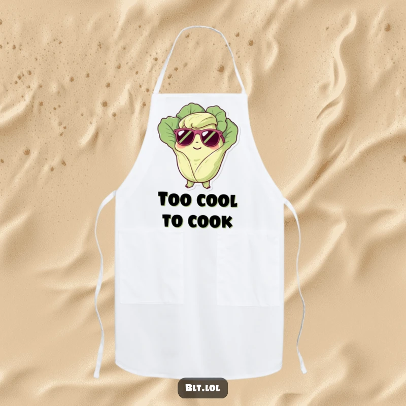Funny Apron: A chill lettuce character in sunglasses, ready to cook. Great funny gift for chefs.