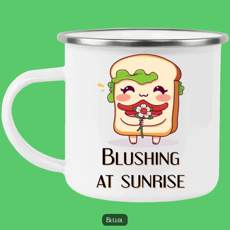 Funny Bashful BLT Sandwich Camping Mug: Floral Outdoor Funny Gift