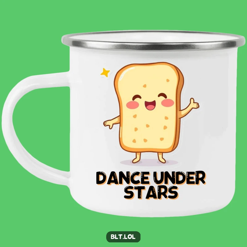 Campfire Cheer: Funny Cheesy Bread Happy Dance Mug
