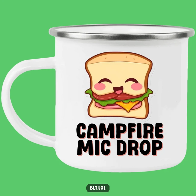 Funny BLT Mic Drop Camping Mug: S'mores & Jokes by the Fire