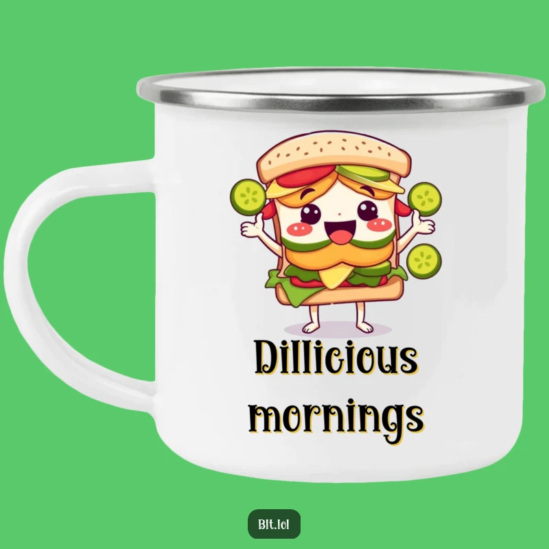 Funny BLT Sandwich Juggling Pickles Camping Mug - Outdoor Humor Gift