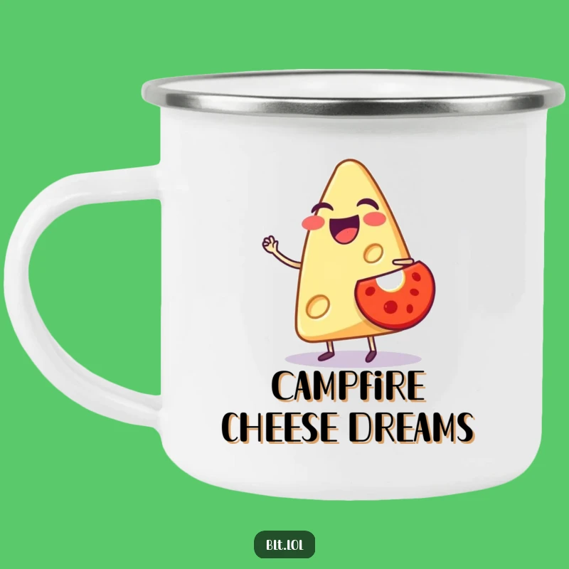 Funny Cheese Camping Mug - Durable Anthropomorphic Foodie Outdoor Adventure Gift