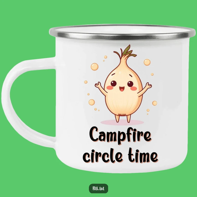 Funny Onion Ring Juggling Camping Mug - Playful Outdoor Foodie Gift