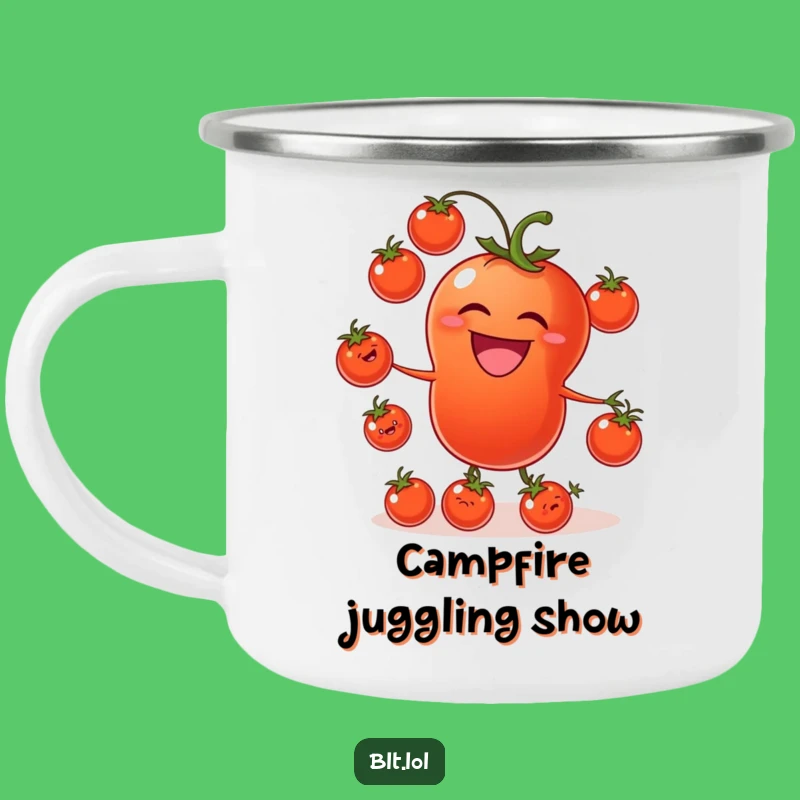 Funny Tomato Juggling Camping Mug: Garden Fuel for Adventure