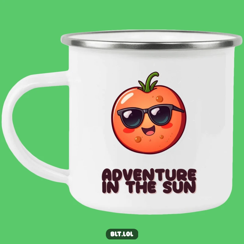 Funny Tomato Sunglasses Camping Mug - Cheerful Outdoor Veggie Gift