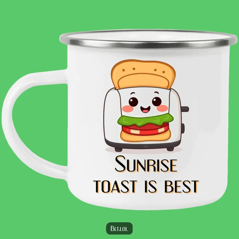 Funny BLT Toaster Camping Mug: Cheerful Sandwich Character Outdoor Funny Gift