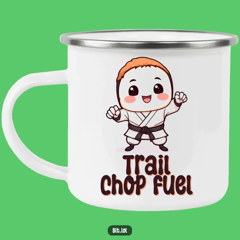 Funny Sushi Karate Chop Camping Mug: Adventure Fuel with a Martial Arts Kick