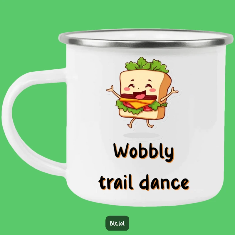 Funny Dancing BLT Sandwich Camping Mug: Wobbly Lettuce Outdoor Funny Gift