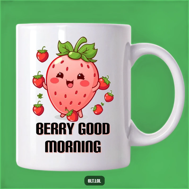 Funny Kawaii Strawberry Juggling Mug: Berry Hilarious Gift for Fruit Lovers