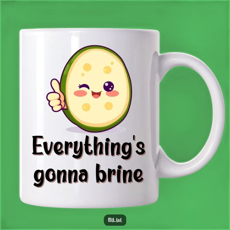 Funny Happy Pickle Thumbs Up Mug - Positive Veggie Gift