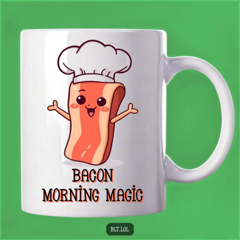 Funny Flipping Bacon Chef Hat Mug - Hilarious Breakfast Foodie Gift