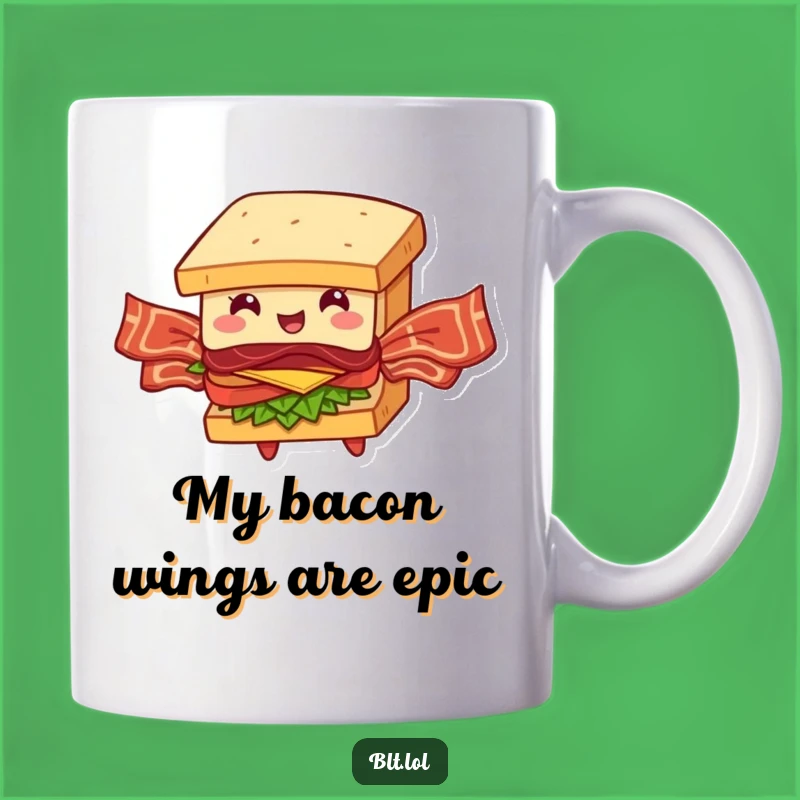 Funny Flying BLT Sandwich Mug: Hilarious Bacon Wings Design, Perfect Gift