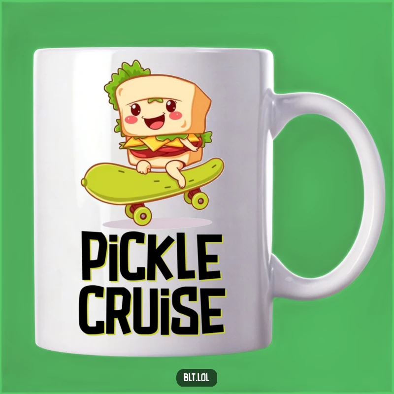 Funny BLT Pickle Skateboarder Mug - Hilarious Sandwich Rider Gift