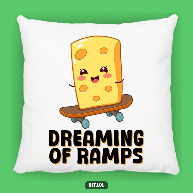 Funny Cheese Skateboard Pillow - Giggling Rad Cozy Foodie Gift