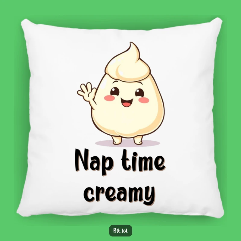 Funny Mayo Dollop Waving Pillow: Cuddle Up with Condiment Comfort!
