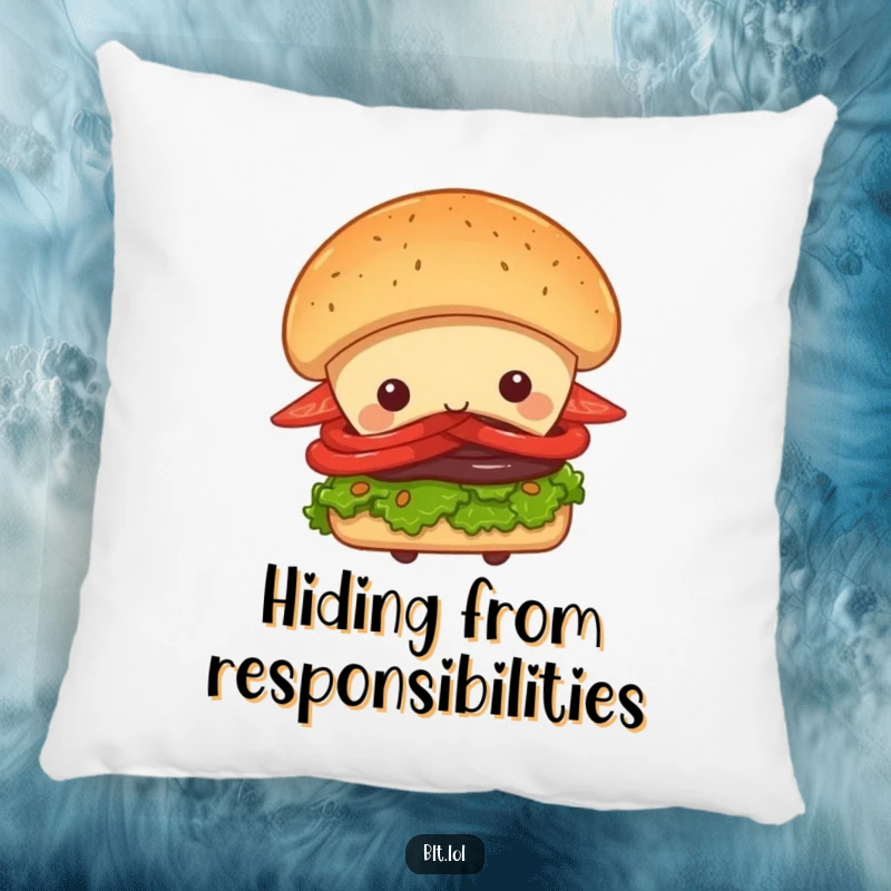 Funny Peek-a-Boo BLT Sandwich Pillow, a sandwich character peeking from behind a giant bun, soft and decorative cushion, perfect gift.