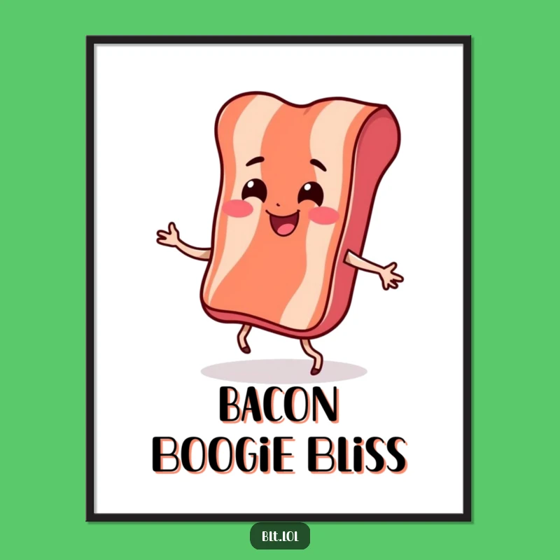 Funny Bacon Dance Digital Art: Printable Breakfast Joy, Perfect for Framing, Great Funny Gift!