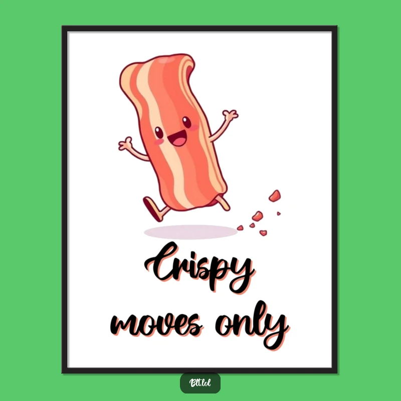 Funny Bacon Digital Art Print - Instant Anthropomorphic Foodie Decor Gift