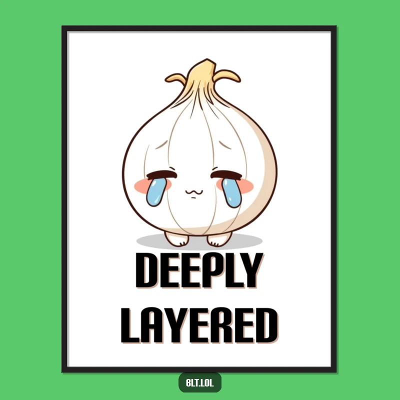 Funny Crying Onion Digital Art: Shy Character Wall Decor