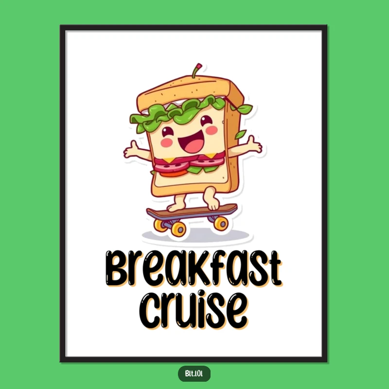 Funny BLT Skateboard Sandwich Digital Art: Instant Rad Decor for Sandwich Lovers