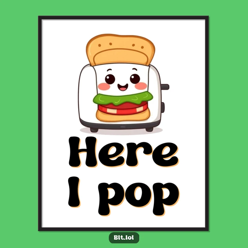 Funny BLT Toaster Digital Art: Cheerful Sandwich Character Instant Funny Gift