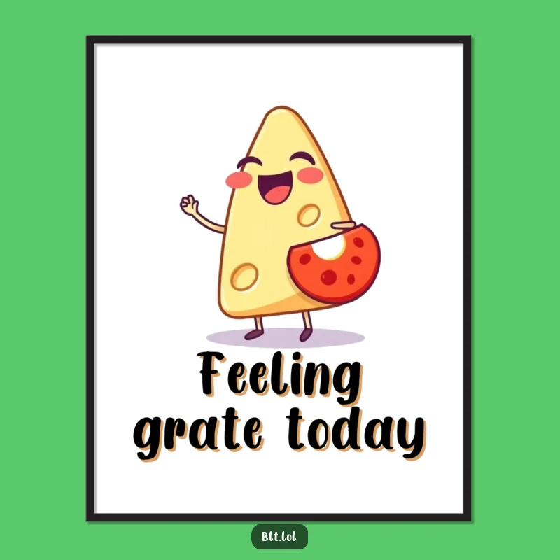 Funny Cheese Digital Art Print - Instant Anthropomorphic Foodie Decor Gift