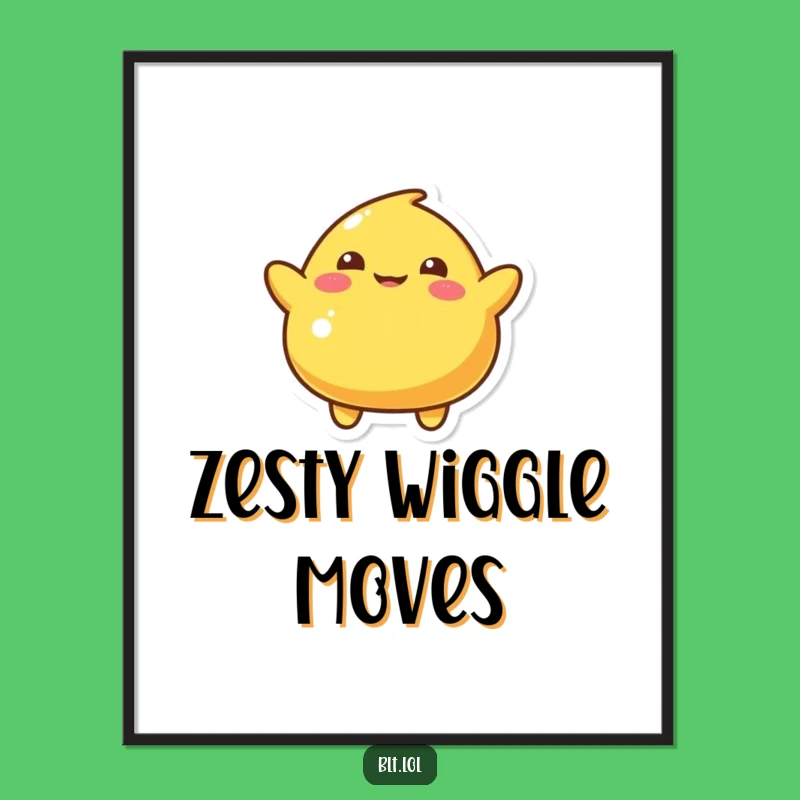 Funny Mustard Blob Digital Art Playful Wiggling Character Instant Foodie Gift