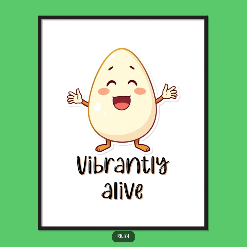 Funny Waving Egg Digital Art: Cheerful Character Wall Decor