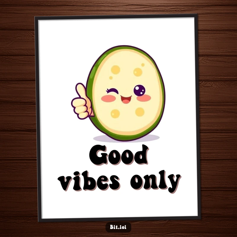 Funny happy pickle slice giving a thumbs up, a positive digital art print radiating good vibes for a funny gift.