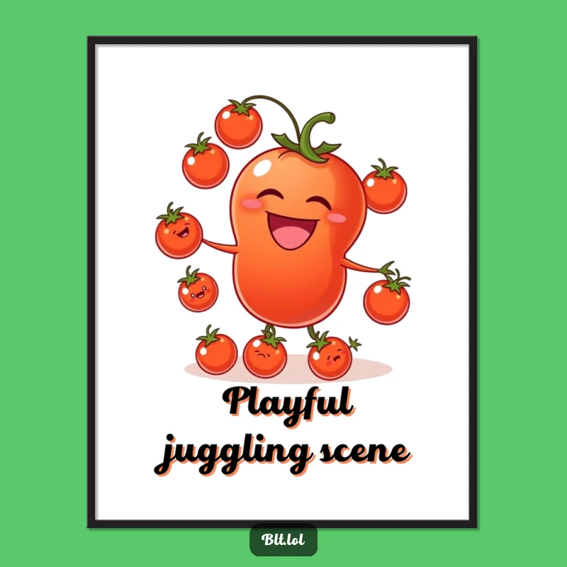 Funny Tomato Juggling Digital Art: Instant Whimsical Decor for Foodies