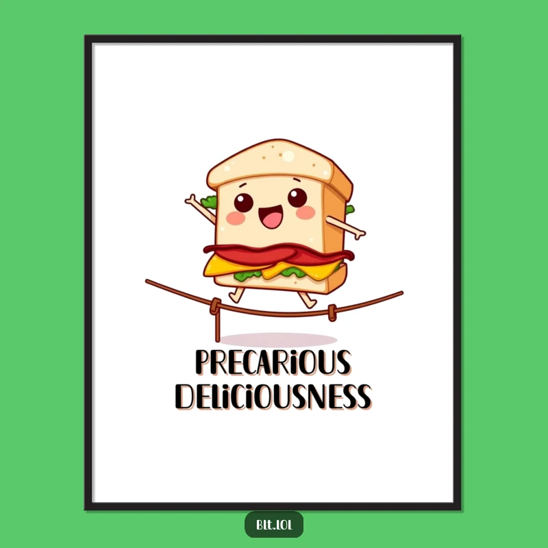 Funny BLT Tightrope Walker Digital Art Print - Whimsical Decor Gift