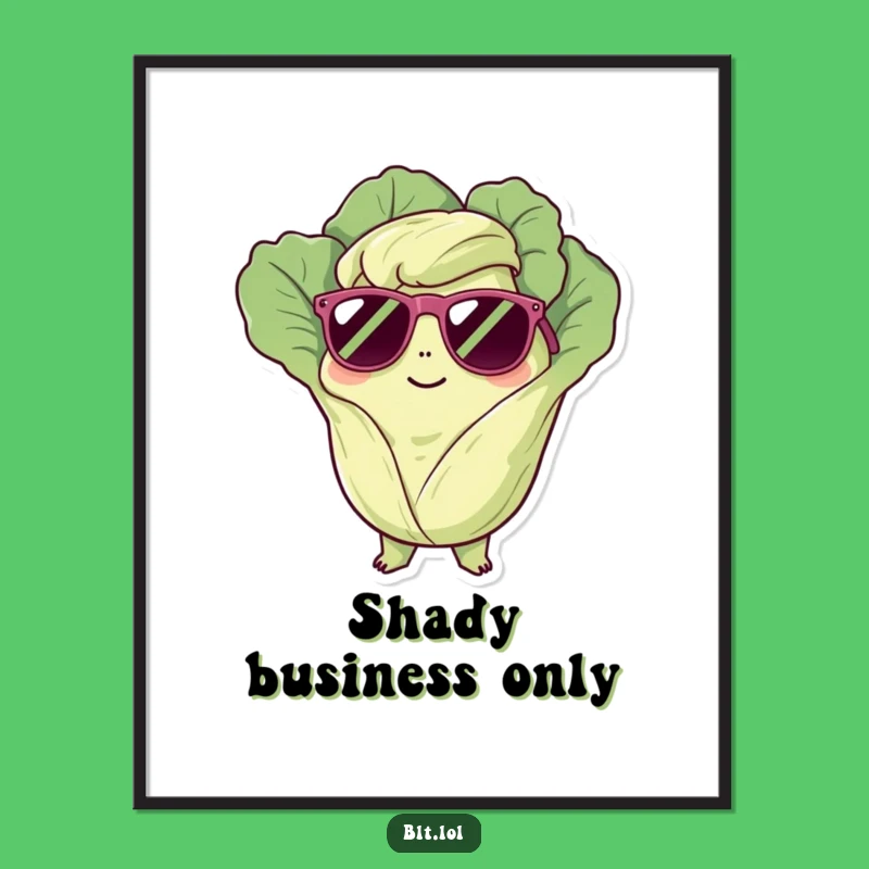 Funny Chilling Lettuce Sunglasses Digital Art - Cool Veggie Printable for Humorous Decor