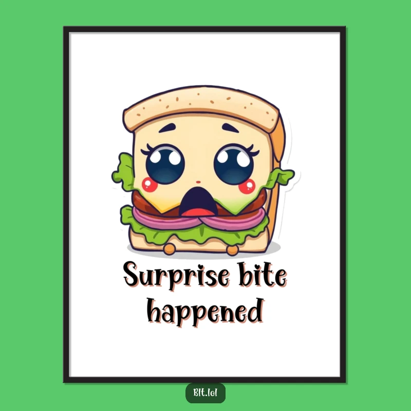 Funny Surprised BLT Sandwich Digital Art: Bite Taken Instant Funny Gift
