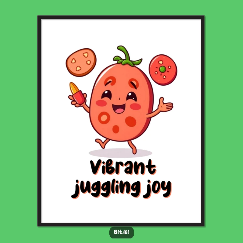 Funny Tomato Juggling Digital Art - Whimsical Veggie Print, Perfect Humorous Gift