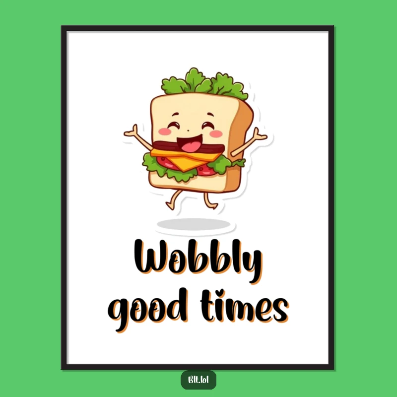Funny Dancing BLT Sandwich Digital Art: Wobbly Lettuce Instant Funny Gift