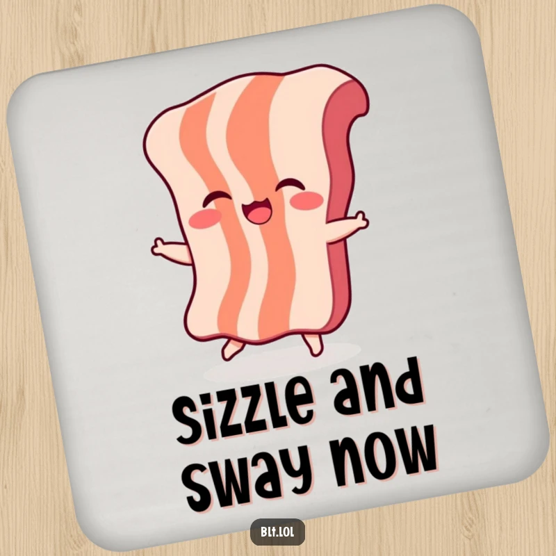Funny Bacon Dance Coasters: A giggling piece of bacon character is dancing, adding humorous protection to surfaces.