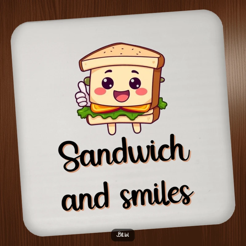 Funny Drink Coaster with a happy BLT sandwich character giving a cheerful thumbs up, adding a humorous and delicious element.