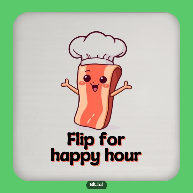 Funny Flipping Bacon Chef Hat Coaster - Protect Tables with Flavor