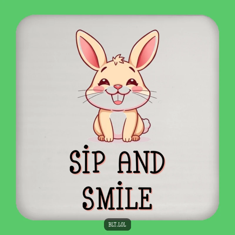 Funny Happy Bun Grinning Drink Coaster - Protect Surfaces with Humor
