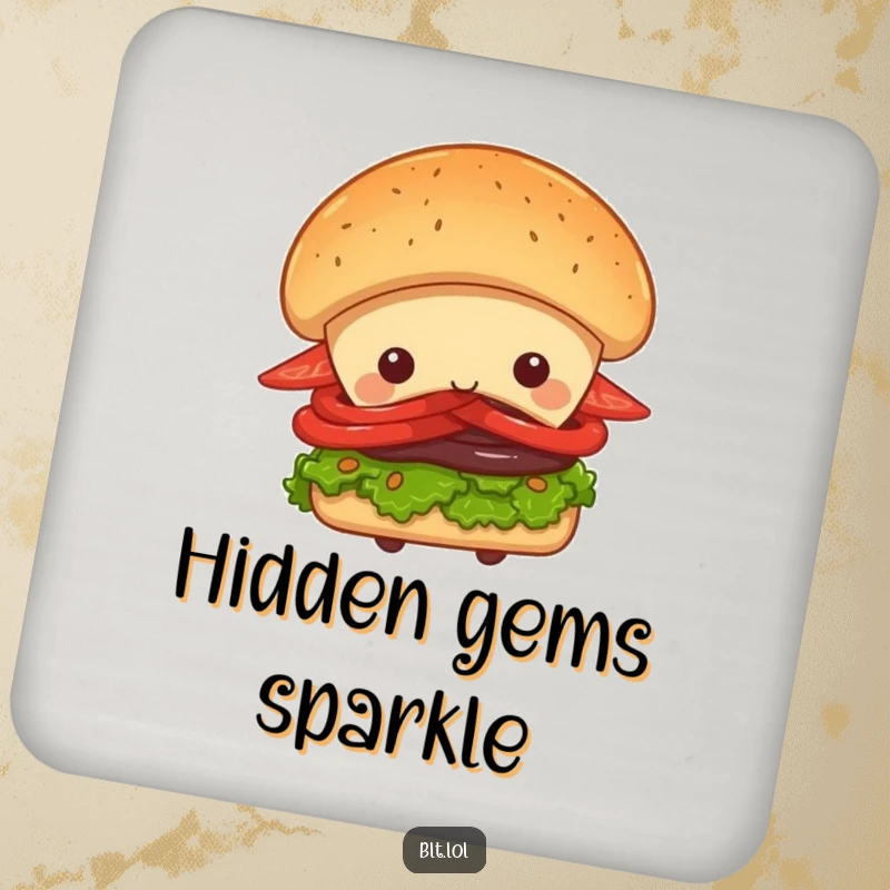 Funny Peek-a-Boo BLT Sandwich Coasters, a sandwich character peeking from behind a bun, protecting surfaces with a playful design, ideal funny gift.