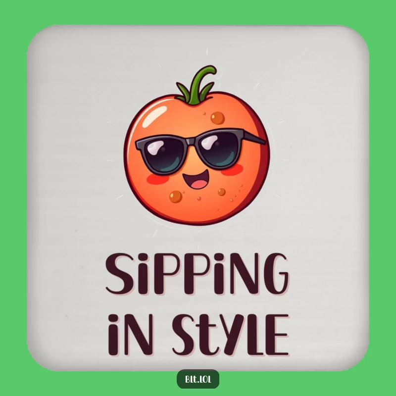 Funny Tomato Sunglasses Coaster - Cheerful Veggie Drink Protection Gift