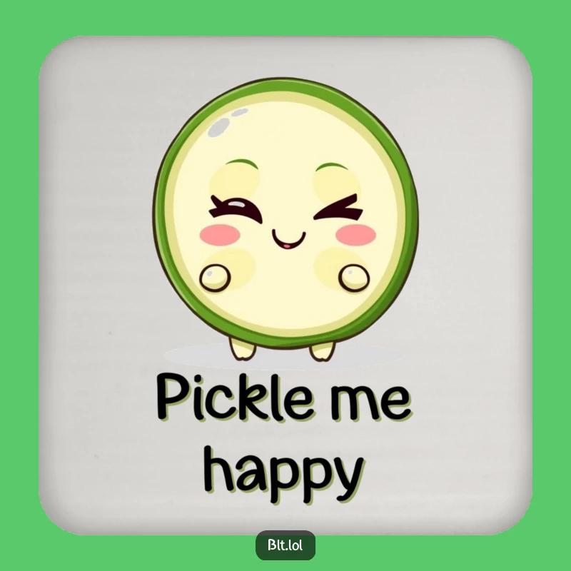 Funny Pickle Slice Coaster Set Protect Surfaces Winking Character Gift