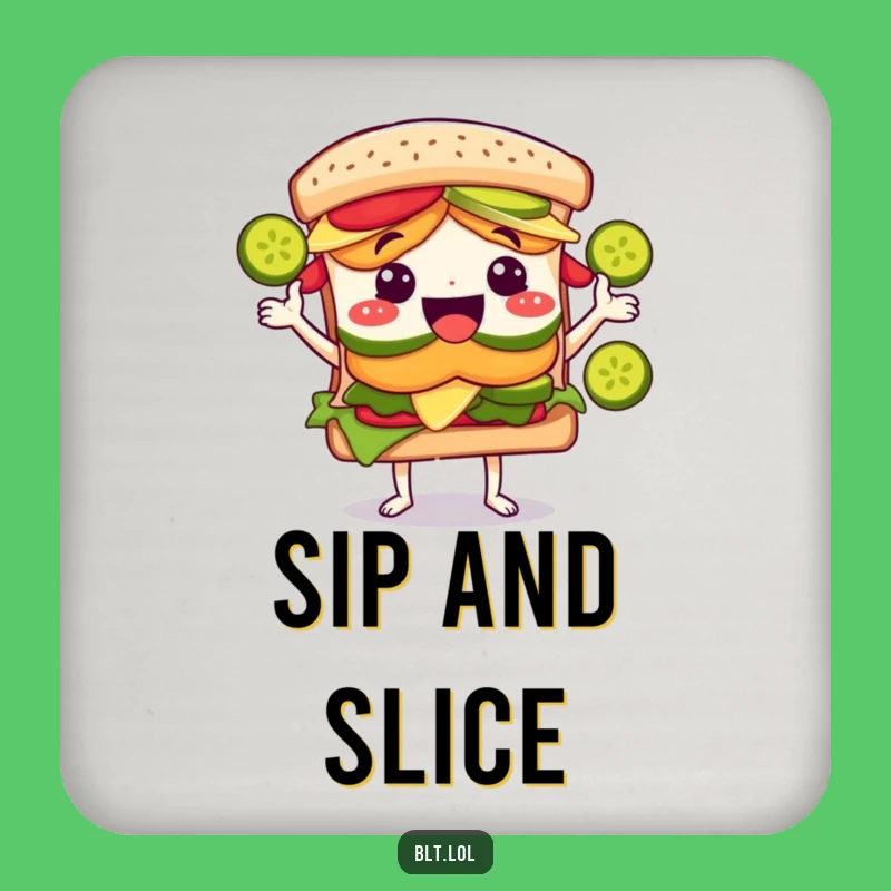 Funny BLT Sandwich Pickle Juggling Coaster - Humorous Table Protection Gift