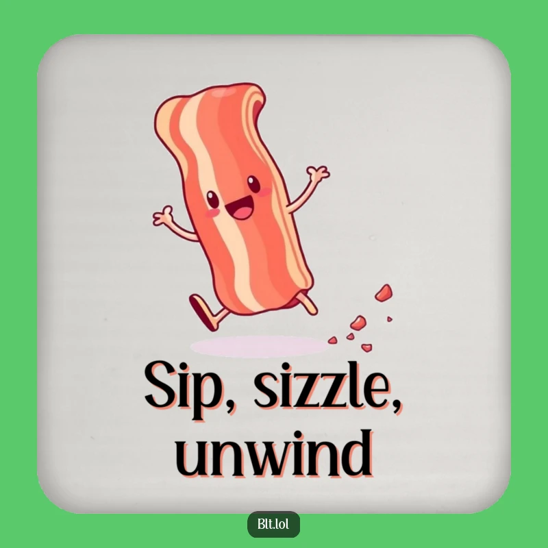 Funny Bacon Coaster Set - Energetic Anthropomorphic Foodie Drink Protection Gift