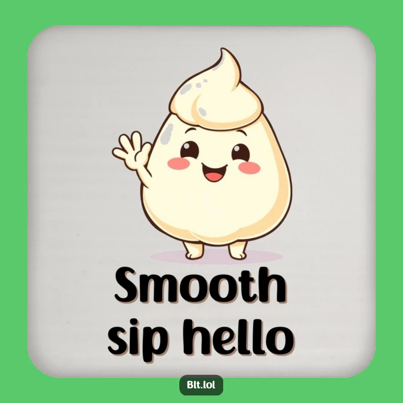 Funny Mayo Dollop Waving Coasters: Protect Surfaces with Friendliness!